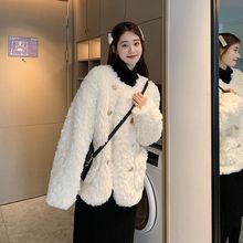 韩版冬季新款皮毛一体女小香风羊羔毛绒白色毛毛外套女春装上衣