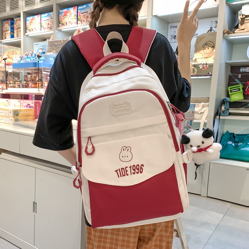 Schoolbag Middle School Student High School Student New Good-looking Contrast Color Backpack Female College Student Trip Backpack Ins Korean Style