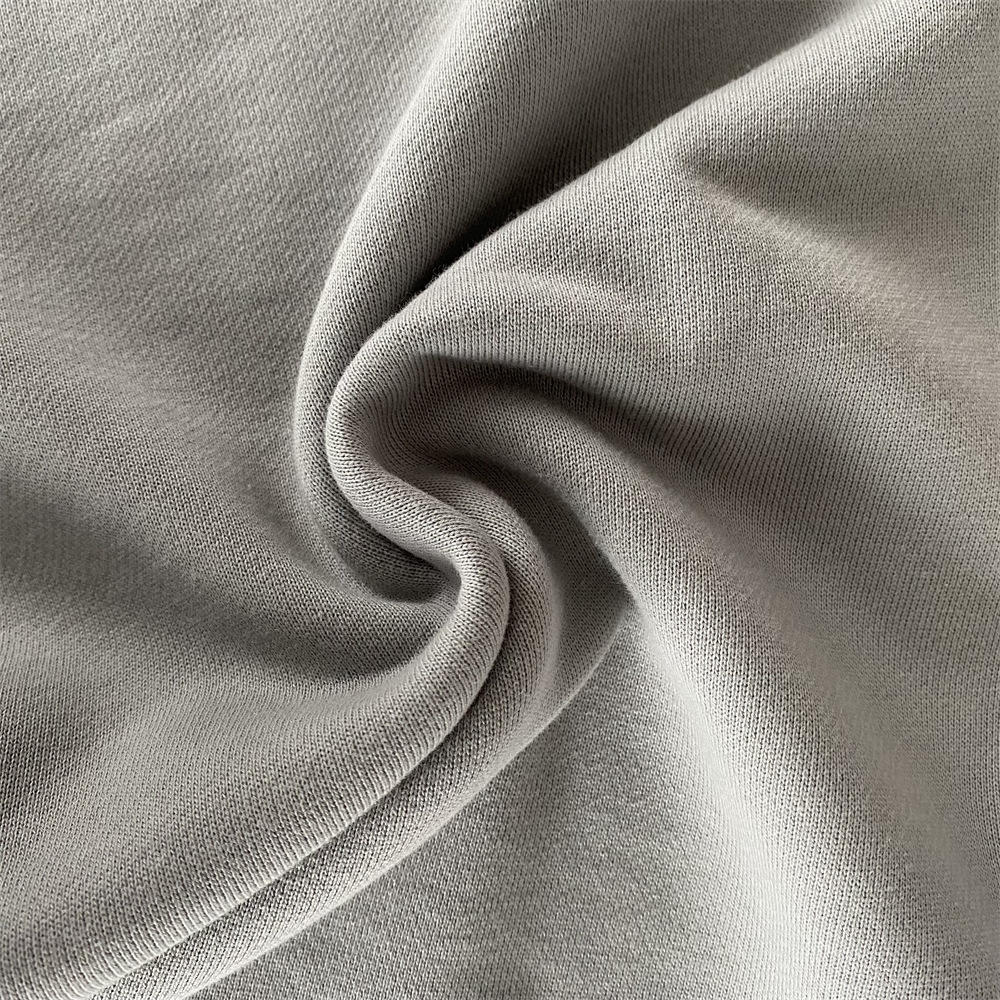 tc6535鱼鳞布面料可配罗口205克cvc小卫衣毛圈布料涤棉针织布现货