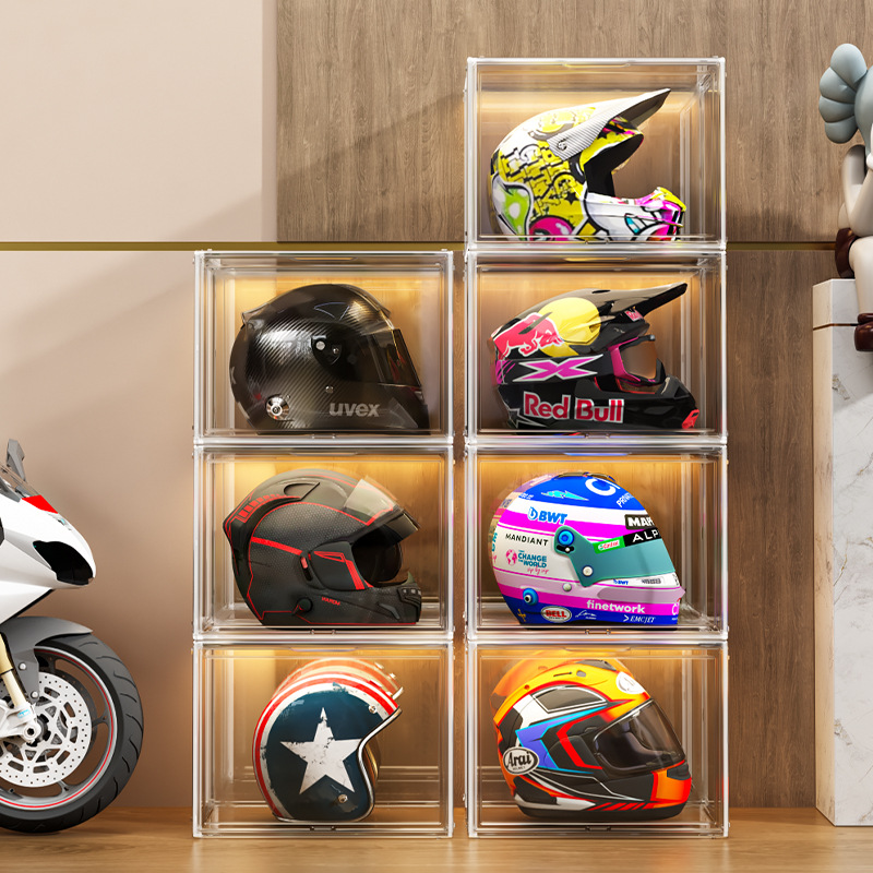 Helmet Storage Cabinet Motorcycle Hat Household Hand Cabinet Helmet Display Box Motorcycle Equipment Holder Helmet Rack