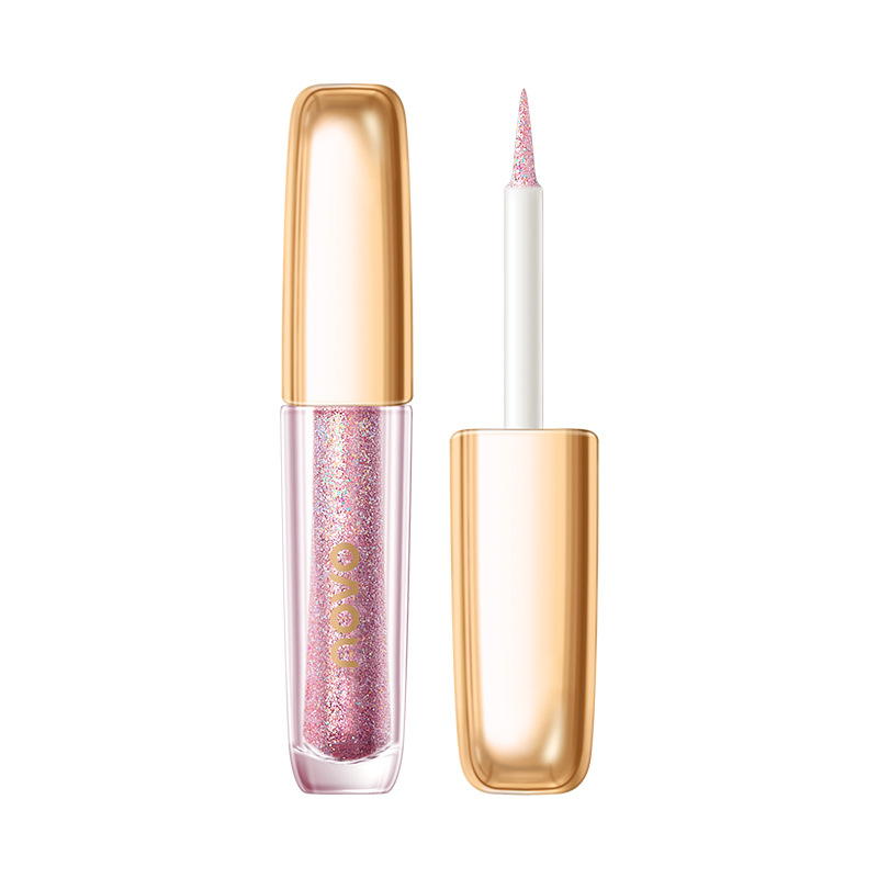 Novo Crystal Shining Monochrome Liquid Eye Shadow Thin and Glittering Shimmer Sequins Moisturizing Not Stuck Pink Crouching Silkworm Brightening Liquid Eye Shadow