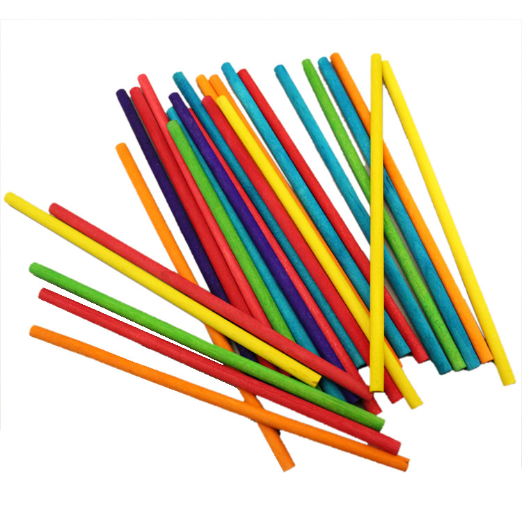 儿童diy雪糕棒木棒冰棍棒木杆圆棒彩色圆木小棍棒幼儿园手工制作