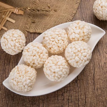 老式花米团 大米花球爆米花团麻球米花球零食 米花糕大米花糖批发
