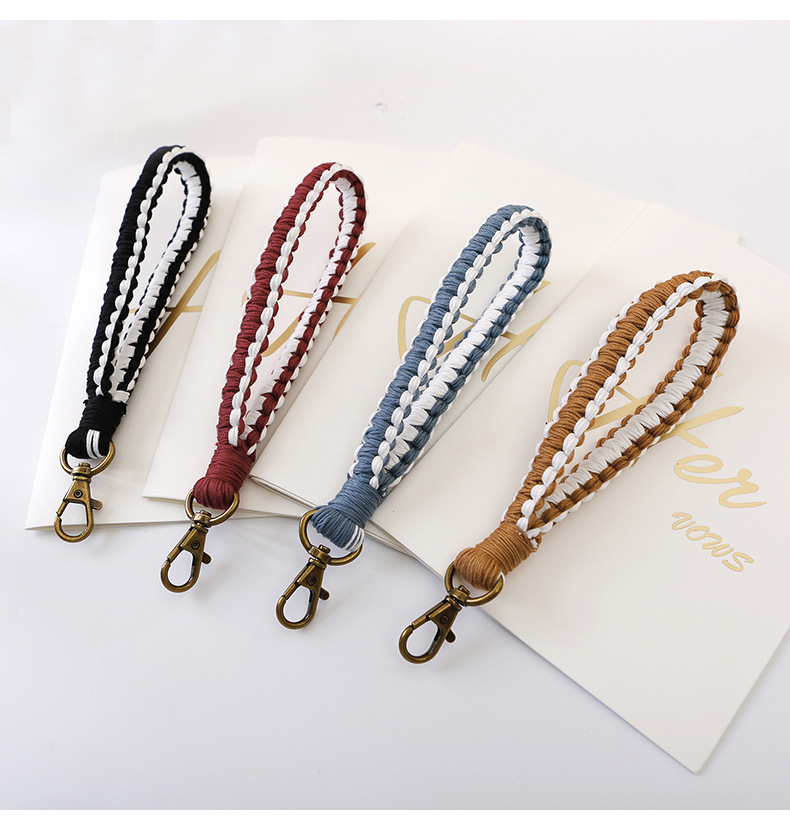 手工编织手腕带钥匙扣欧美ins亚马逊热销复古高级感手环带钥匙圈