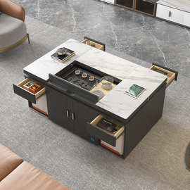 轻奢岩板智能电动升降茶台带冲茶一体茶几桌客厅家用多功能泡茶台