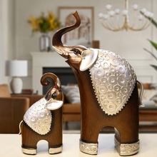 CH新中式大象母子玄关桌面电视柜酒柜客厅摆件家居装饰品