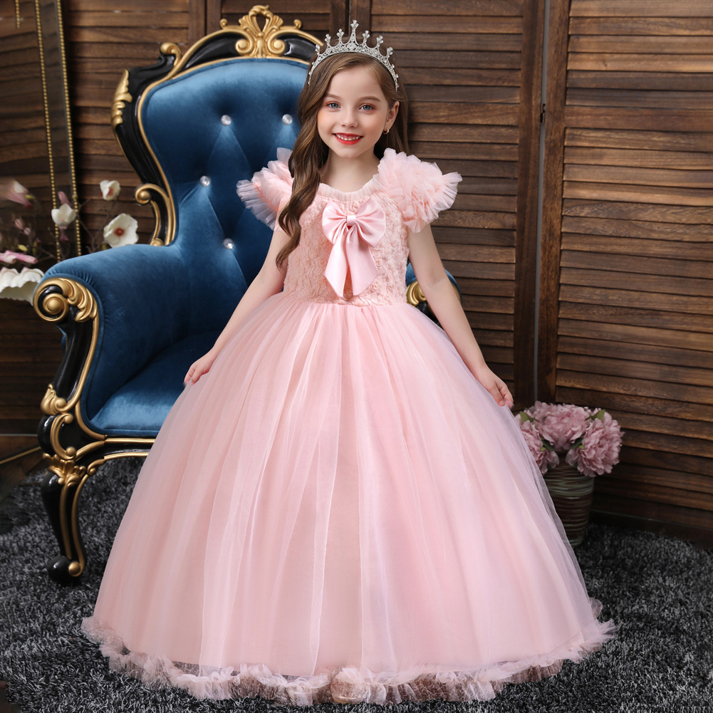2023 new children‘s dress dress flower girl princess dress girl long mesh pettiskirt birthday banquet skirt