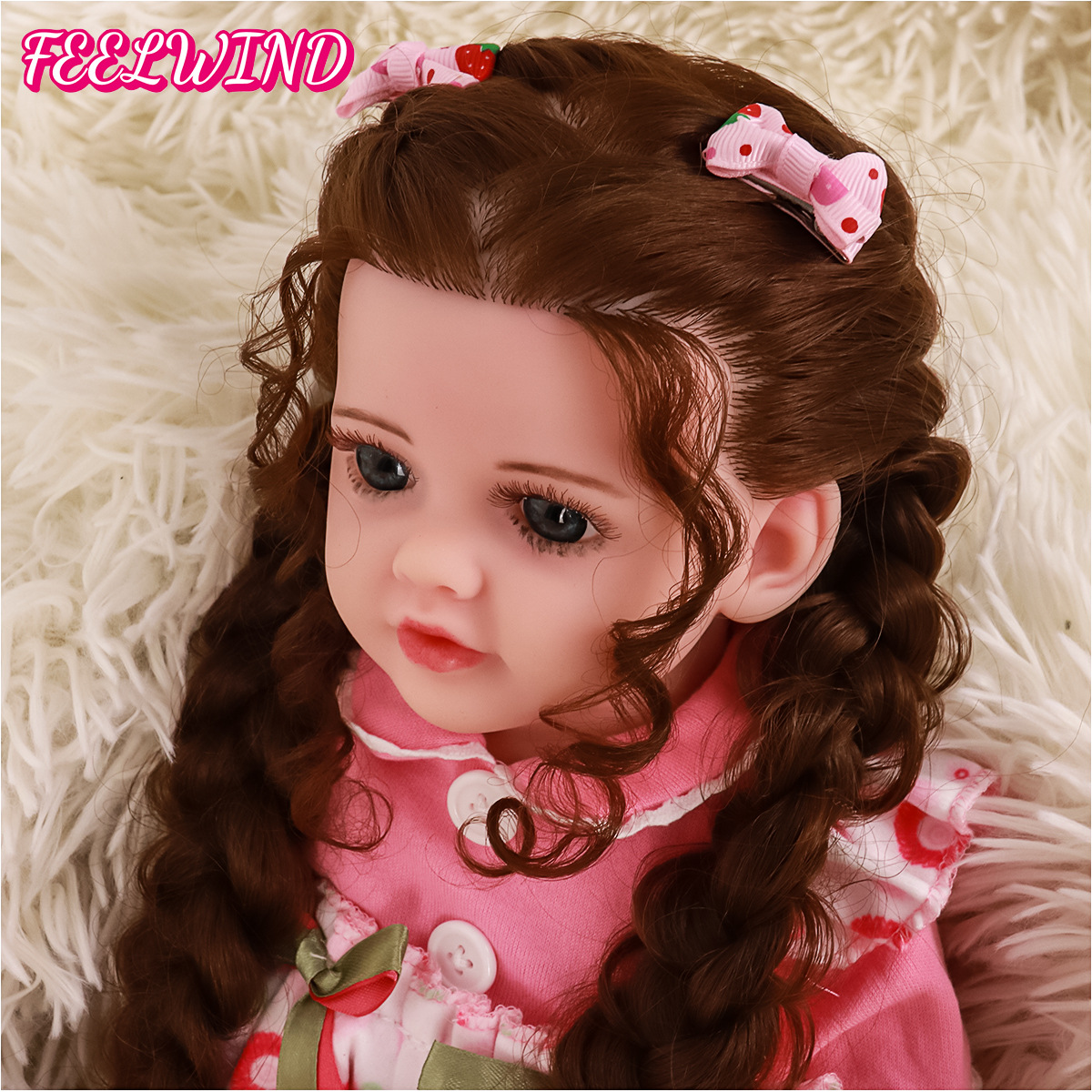 feelwind 仿真婴儿实心硅胶40cm睁眼女孩重生娃娃手感真实可拉伸儿童