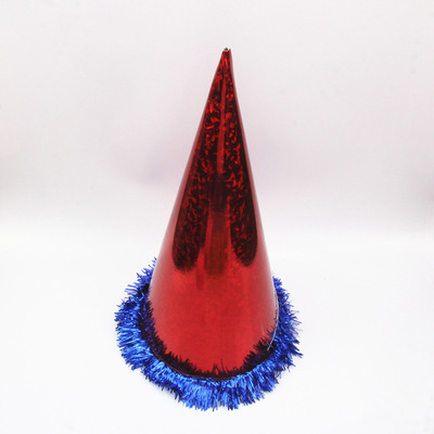 跨境批发节日用品气氛道具批发成人儿童生日派对装饰镭射生日帽子