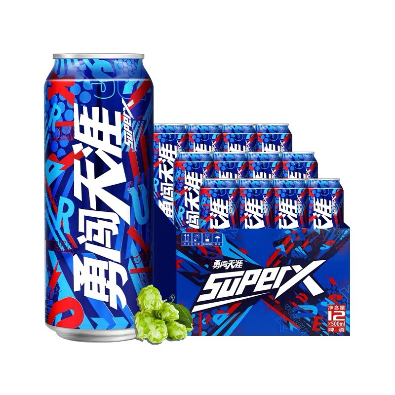 雪花啤酒勇闯天涯superx8大罐听装3度500ml*12瓶/箱