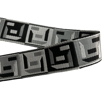 爆款仿尼龙提花织带2寸5cm黑白银间箱包腰带肩带1.