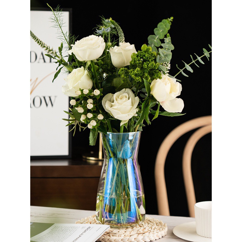 Simple Corset Transparent Glass Vase Hydroponic Flowers Lily Rose Desktop Colorful and Fresh Vase Decoration