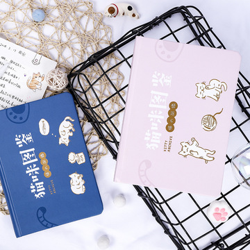 恋屿原创手绘卡通烫金猫咪32k精装本 猫咪图鉴手帐本日程本笔记本