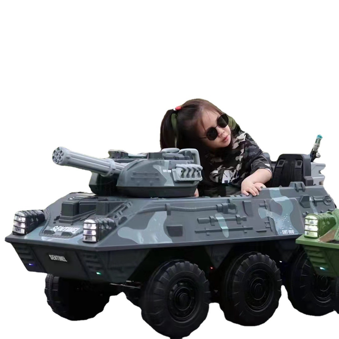 新款儿童电动车 六轮可坐玩具装甲车男女小孩坦克带遥控童车