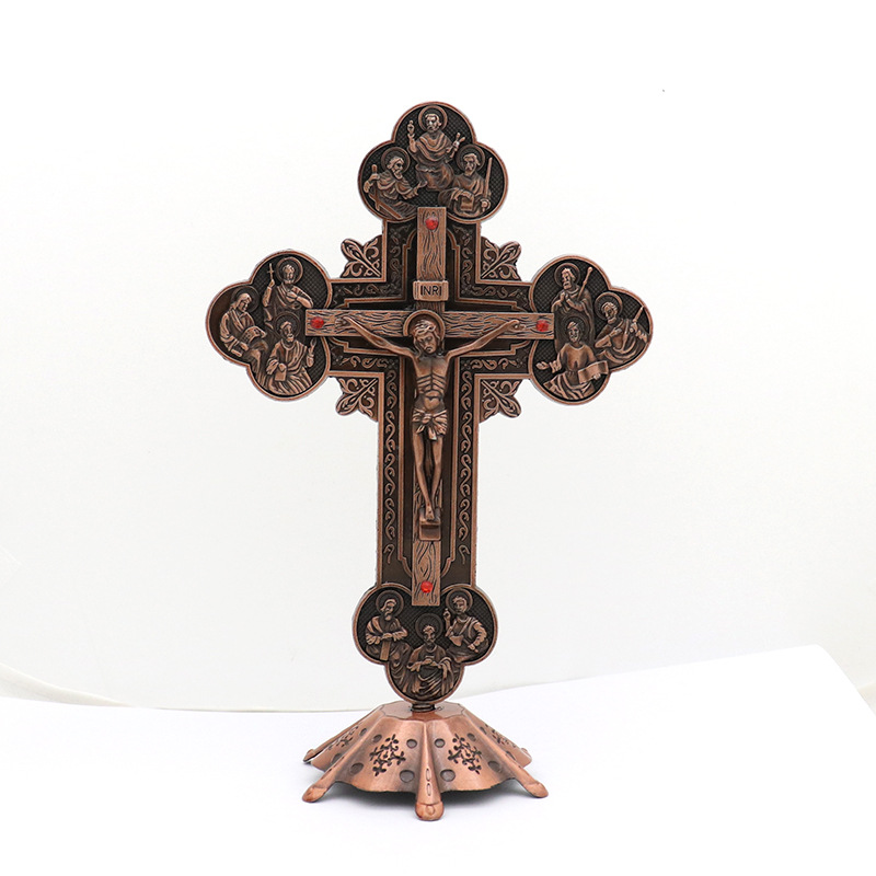 Foreign Trade Hot Sale Home Office Jesus Cross Decorations Metal Religious Crafts Ornaments Wholesale