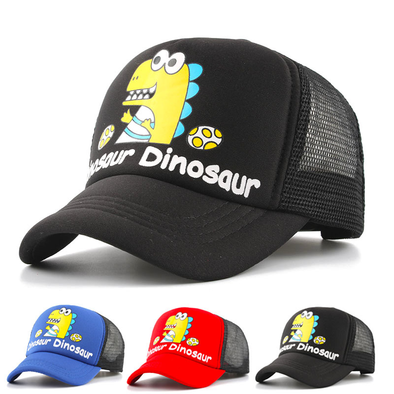 new children‘s peaked cap wholesale cartoon super cute dinosaur hat summer sunshade breathable net cap children‘s sun hat