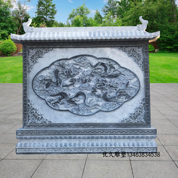 石雕影壁墙青石镂空屏风玄关照壁墙浮雕壁画地雕汉白玉影壁墙