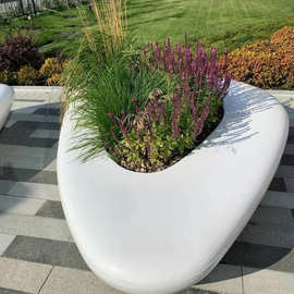 铁艺白色花箱组合商业街广场售楼部隔断花槽花盆花池街道花坛复购率