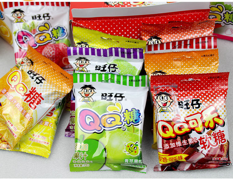 旺仔qq糖70g*10袋水果汁糖橡皮糖多味儿童休闲食品凝胶糖果