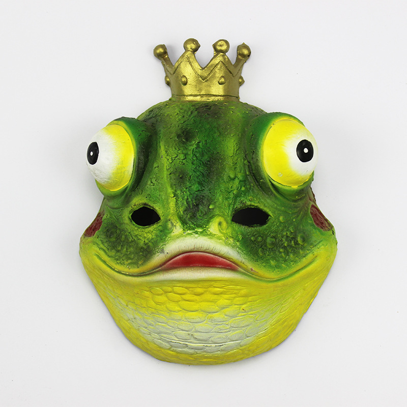 圣丰外贸跨境万圣节复活节狂欢节派对pu发泡逼真青蛙面具青蛙王子