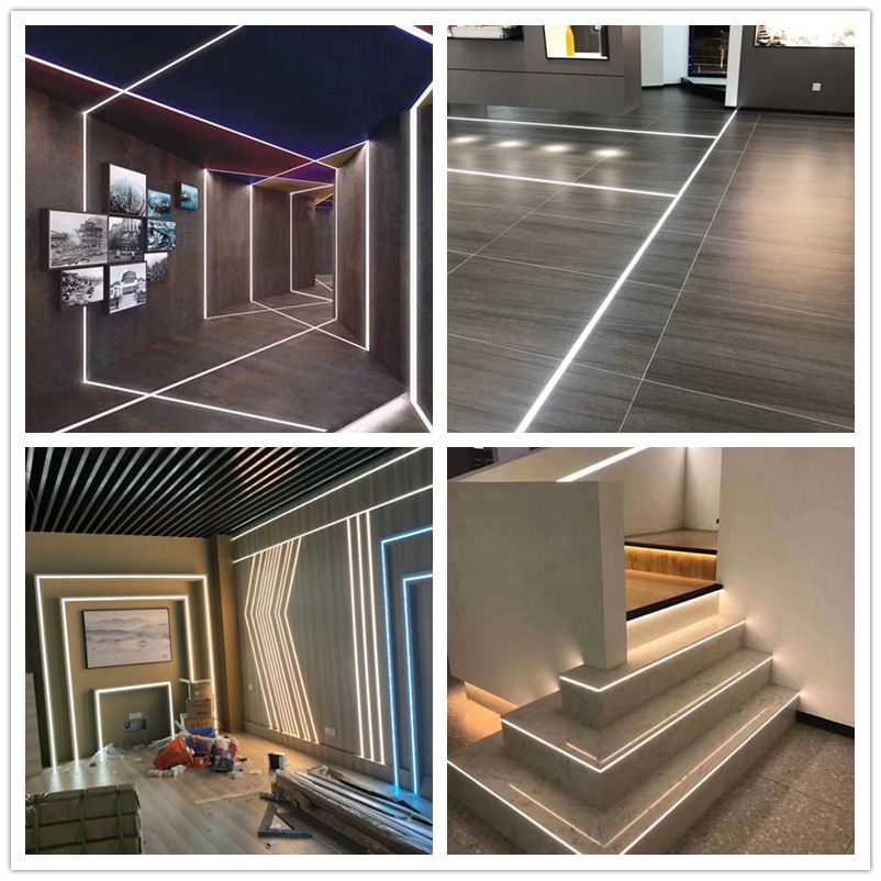 线性灯明装嵌入式线形无边框铝槽灯带吊顶走廊过道商铺led线条灯