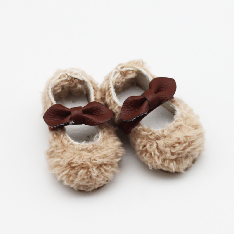 12分bjd娃娃鞋子ob11迷你美洁猪蝴蝶结可爱鞋 dod素体毛毛豆豆鞋