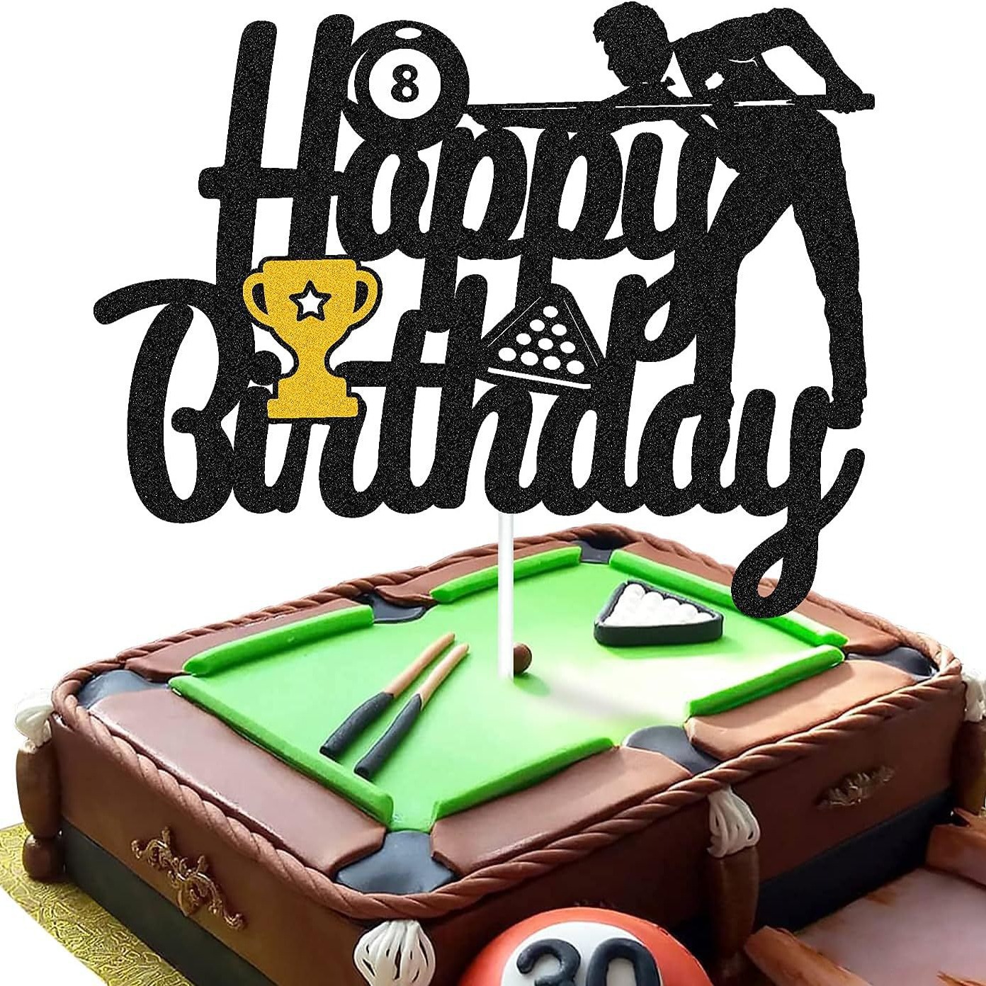 台球蛋糕插牌 台球斯诺克主题生日派对装饰周年纪念庆祝用品-阿里巴巴