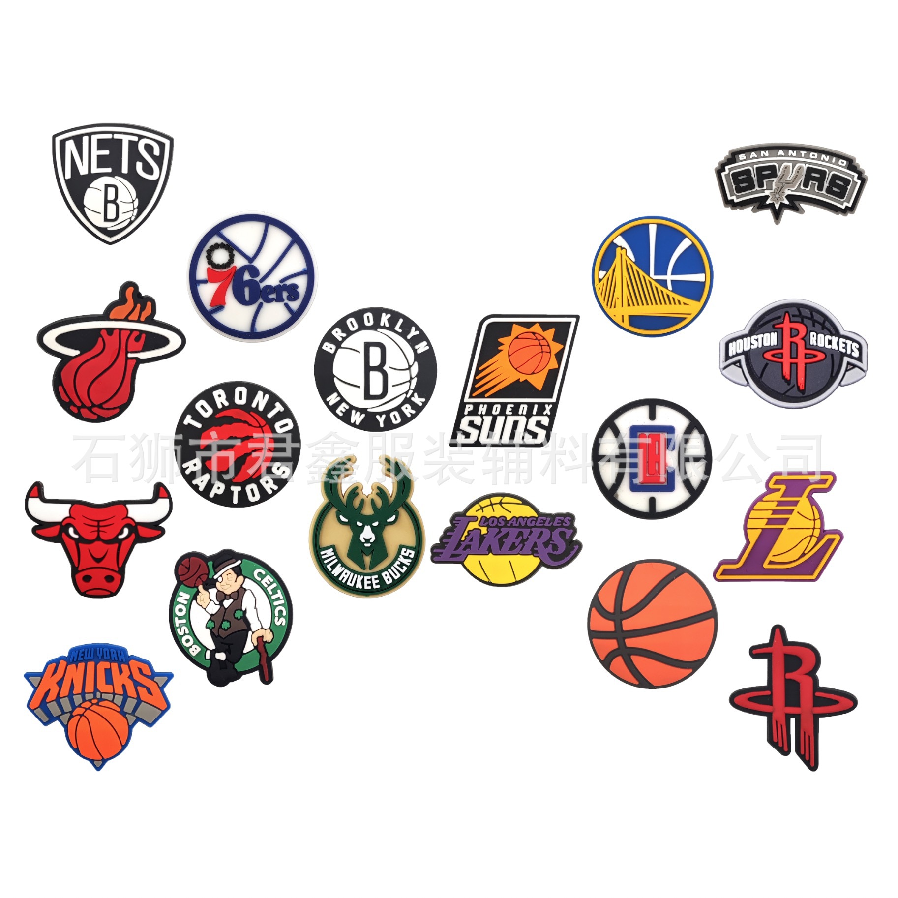 亚马逊nba篮网球队鞋花洞洞鞋鞋扣饰品湖人尼克斯篮网勇士队标