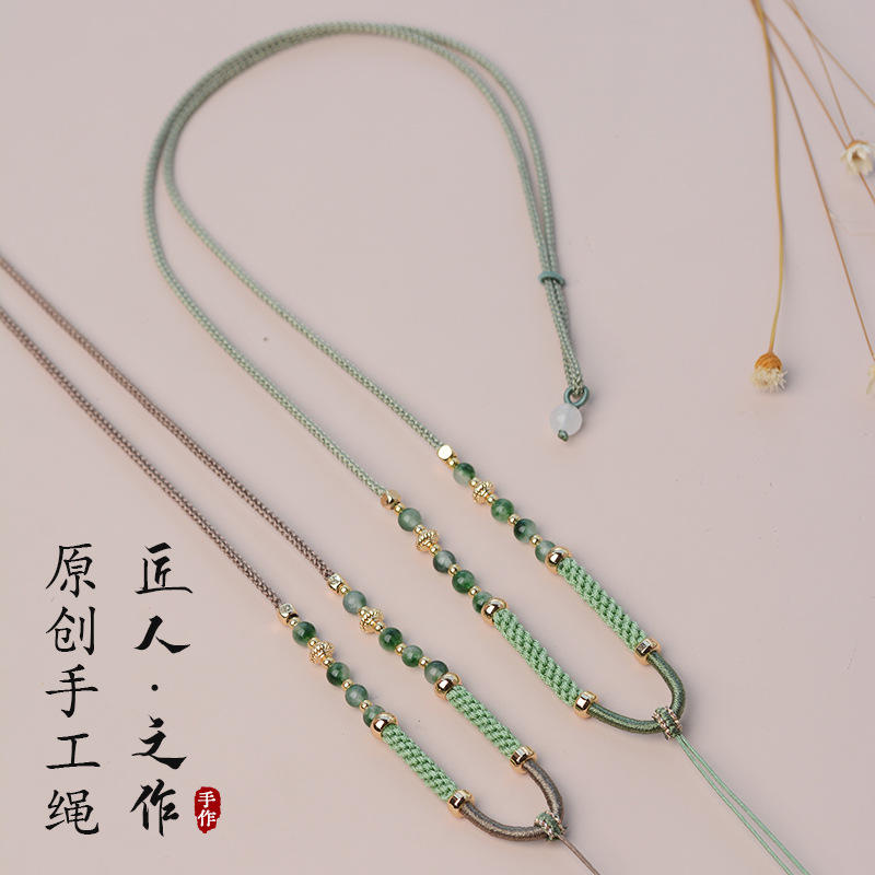 手工编织翡翠玉坠吊坠挂绳玉佩平安扣和田玉黄金玉佛高端项链绳子