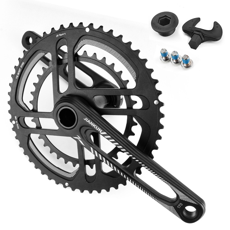 jiankun健昆中空牙盘双盘 一体菊花双盘 折叠车公路车牙盘片 曲柄