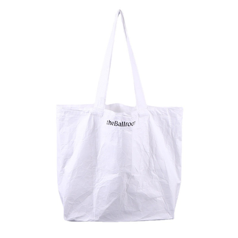 Large Capacity Tyvek Advertising Handbag Logo Kneading Pattern DuPont Paper Bag Washable Shopping Bag Customization