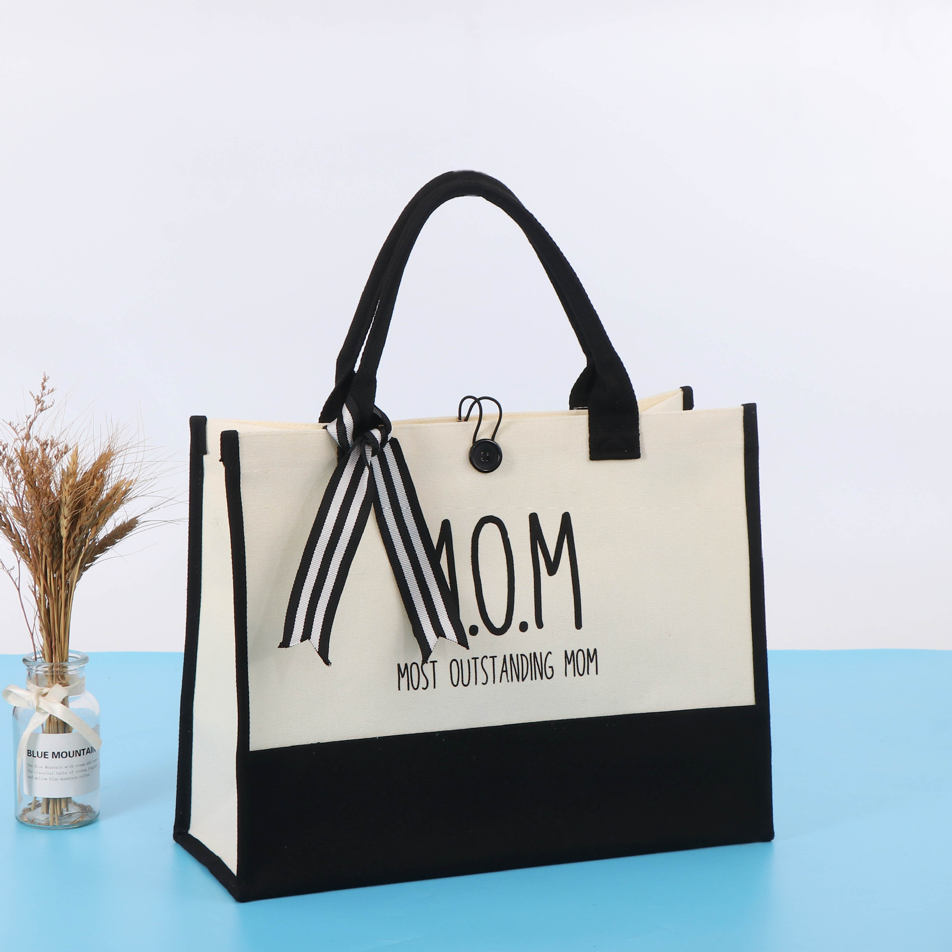 Fashion Simple Canvas Shoulder Cotton Bag Custom Large Capacity Printing Portable Shopping Bag Blank Thickened Canvas Bag