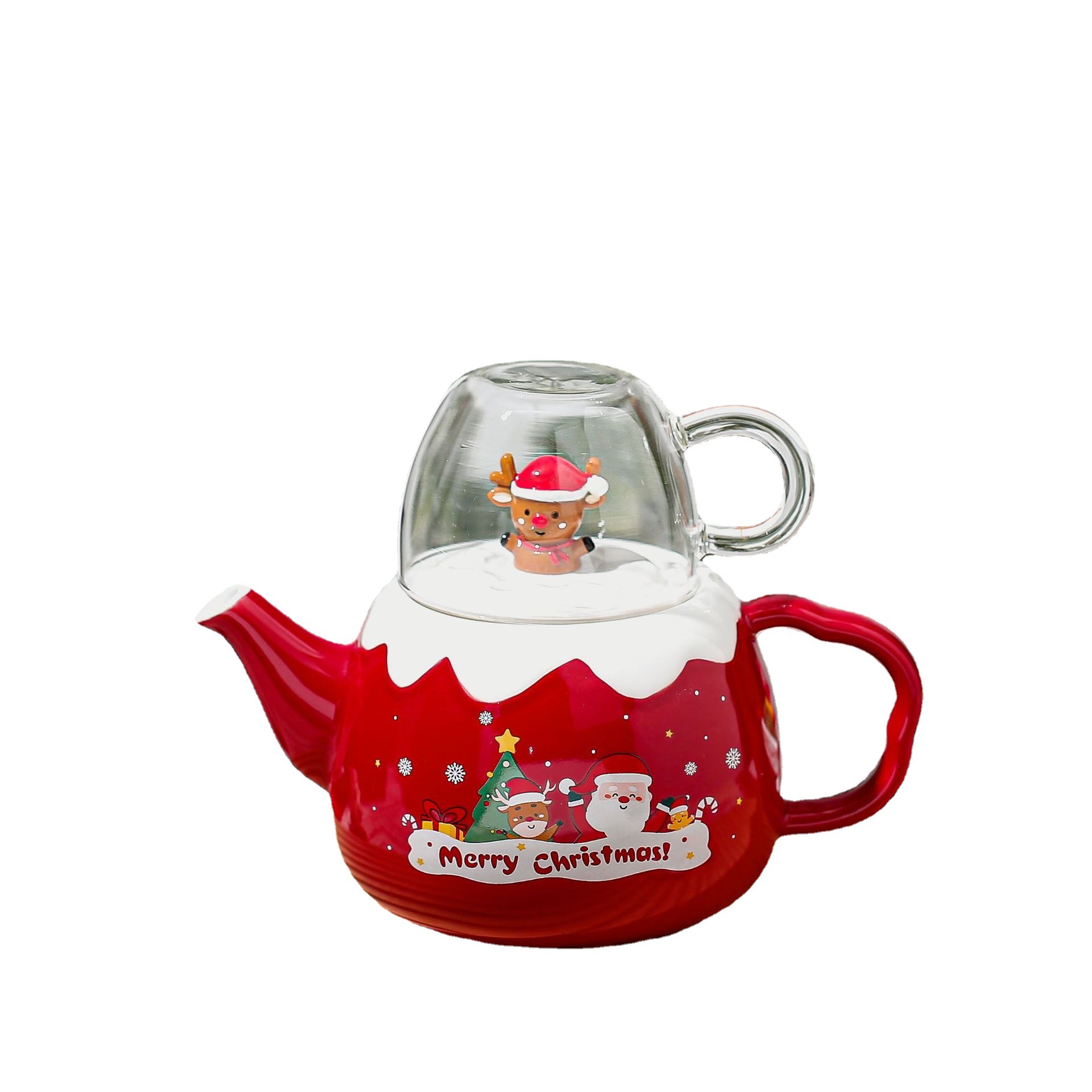 Christmas Ceramic Kettle Home Cute Cartoon Porcelain Water Utensils Set Glass Water Cup Ceramics Cold Water Jug Large Capacity