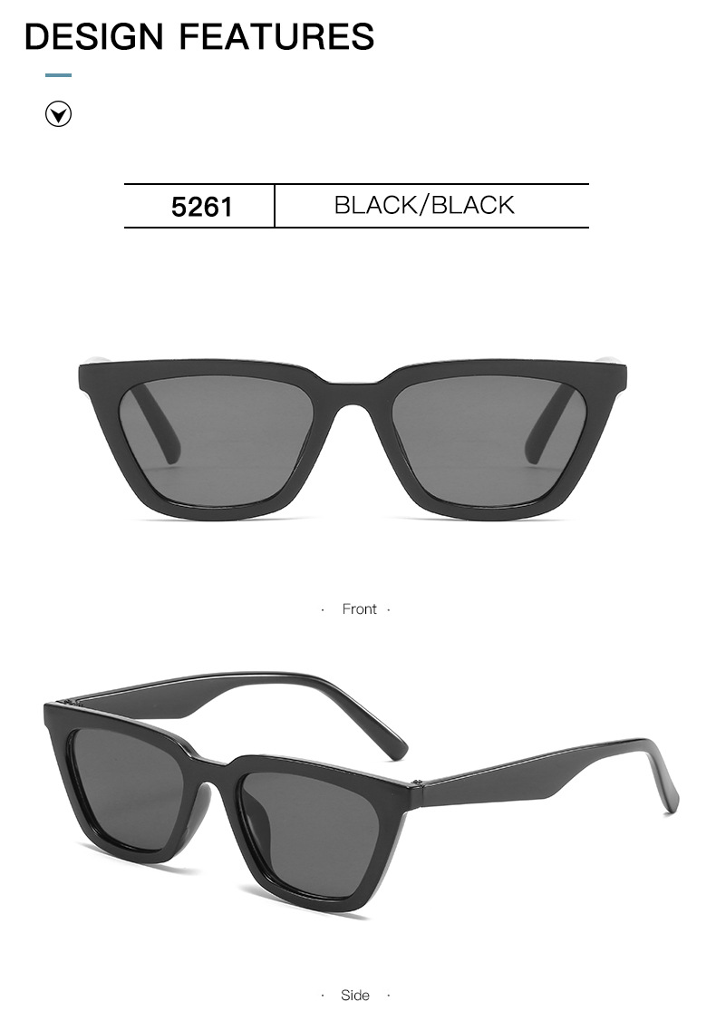 欧美时尚太阳镜女流线型透明小框pc墨镜亮黑色方行跨境潮流眼镜