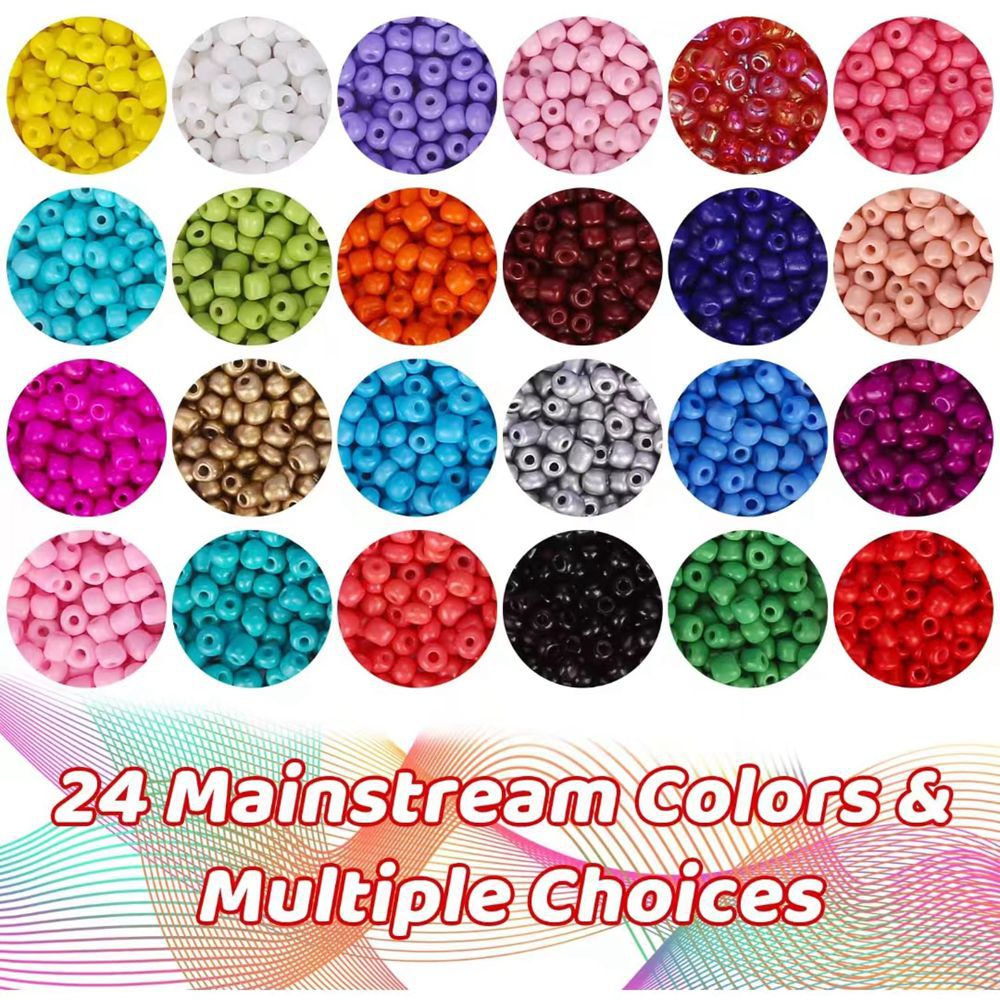 Cross-Border Amazon Dedicated 4mm Boxed Micro Glass Bead Suit 24 Grid Glass 24 Grid DIY Ornament Accessories