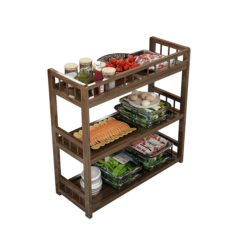厨房菜架子 置物架多层火锅店放菜架移动三层4层落地水果蔬菜架