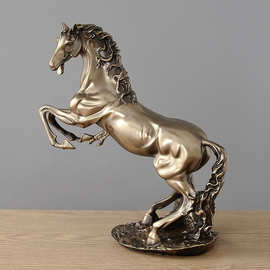 欧式冷铸铜马摆件信马由缰创意工艺品客厅办公室家居饰品马到成功