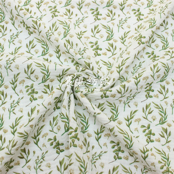双层棉纱布绉布小碎花布料  童装 睡衣  家居服面料