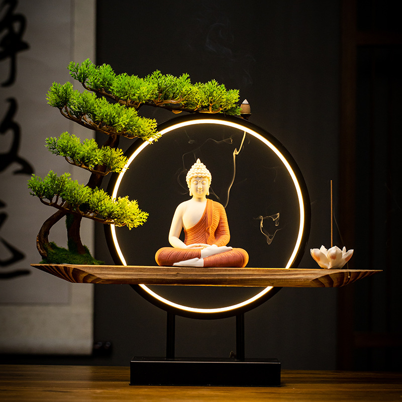 禅意中式如来佛摆件陶瓷东南亚泰佛紫砂释迦牟尼佛像软装玄关饰品