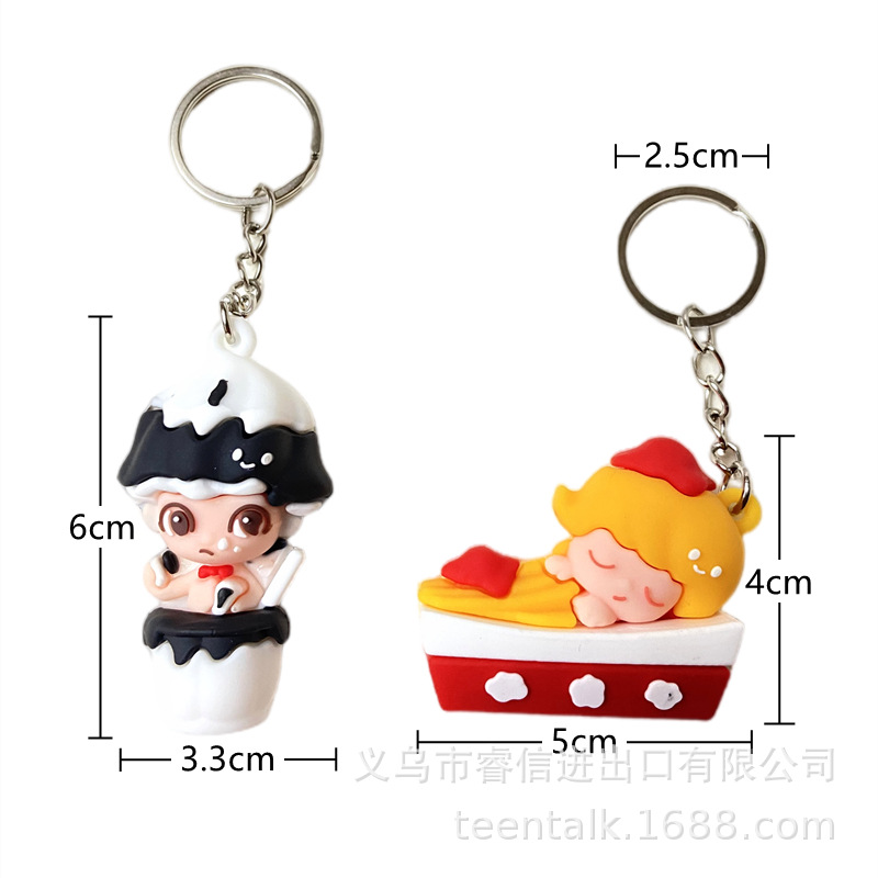 5163# New KFC Series Doll Keychain Hamburger Corn Strawberry Drink Ice Cream Doll Pendant