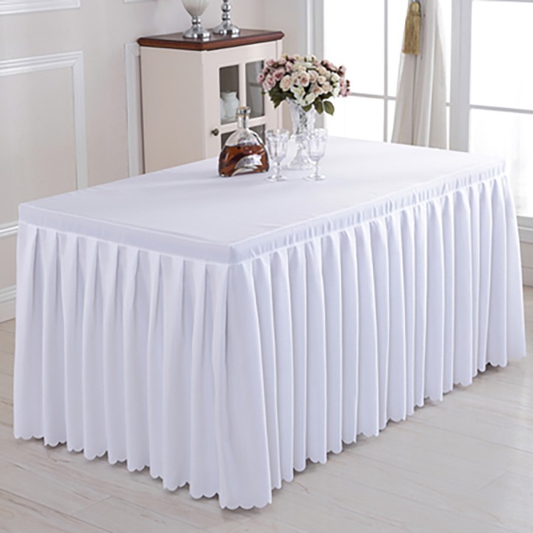 Customized Hotel Wedding Tablecloth Buffet Party Table Top Double-Layer Skirt Birthday Activity Solid Color Western Table Cover