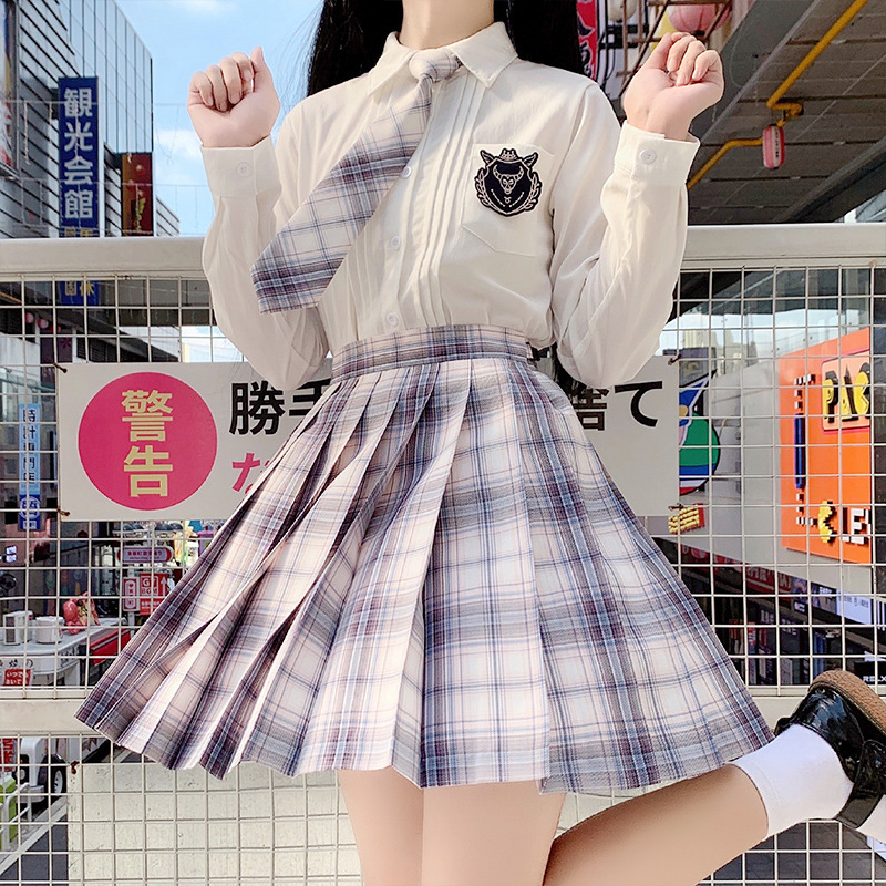 白夜霓虹原创十二星座jk制服衬衫女秋冬长袖百褶裙学生学院风套装