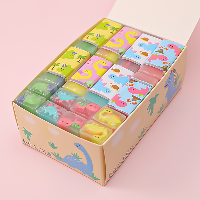 卡通小恐龙系列橡皮 绘图纠错修改橡皮擦小学生文具奖品改正擦