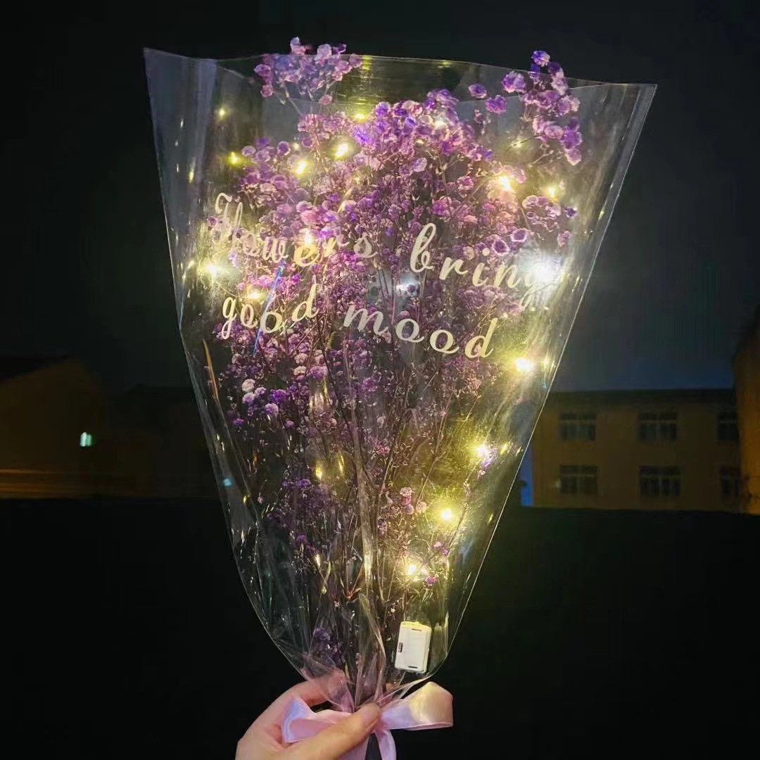 Luminous Starry Bouquet Valentine's Day Gift Rose Bridal Bouquet Night Market Stall Small Gift Dried Flower Dried