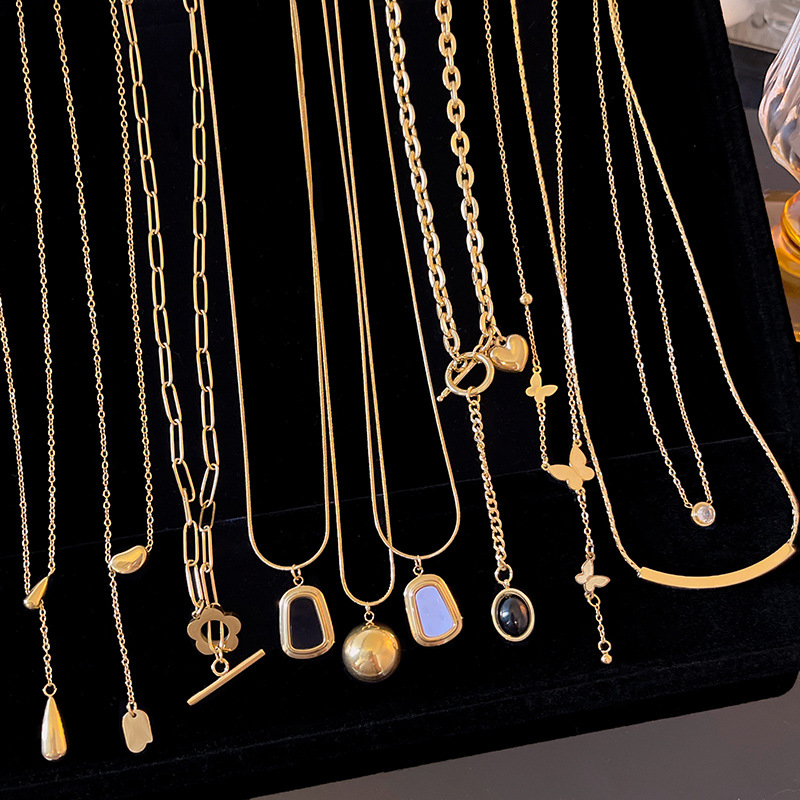 clavicle chain necklace elegant butterfly titanium steel clavicle chain hot selling necklace niche high-grade stainless steel necklace for women