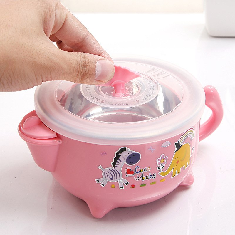 Stainless Steel Children‘s Tableware Baby Training Stainless Steel Small Bowl Water Injection Thermal Insulation Bowl Set