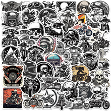 50张复古黑白摩托车贴纸DIY涂鸦摩托赛车滑板水杯笔记本贴画防水