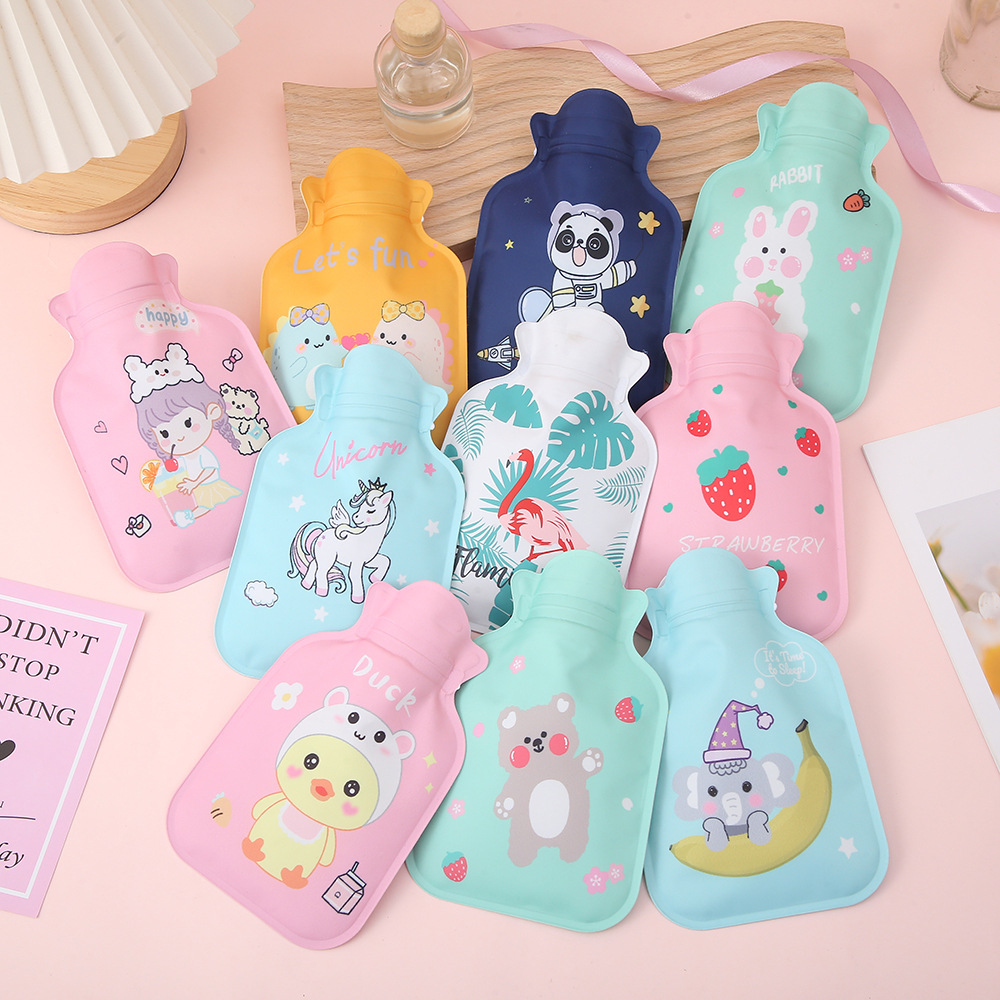 Cute Water Injection Hot Water Bottle Ins Cartoon-Portable Hand Warmer Double-Layer Sponge Hot Water Injection Bag Factory Wholesale