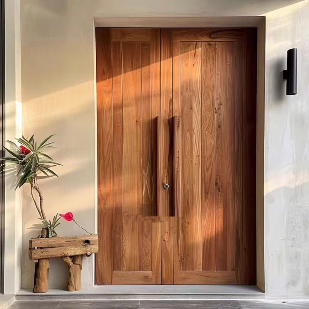 简约老榆木室内门实木庭院双开门酒店民宿平开门侘寂风农村入户门