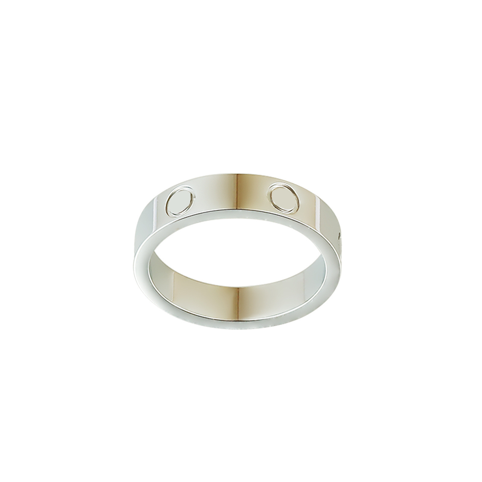 Factory Direct Sales Khaki Ring Fashion Titanium Steel Electroplated Couple Couple Rings Khaki Diamond-Free Three-Diamond Stainless Steel Ring